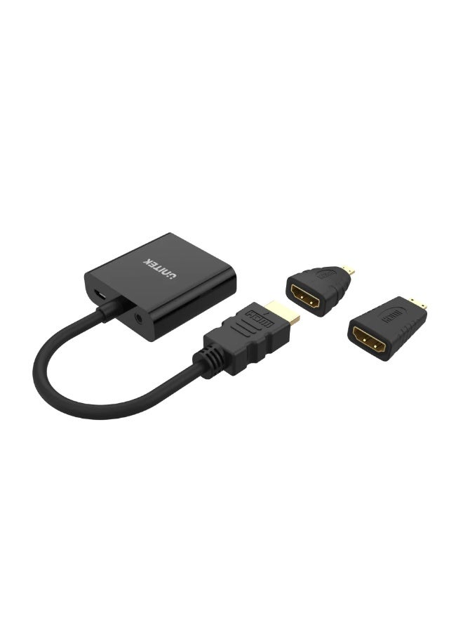 UNITEK HDMI to VGA Adapter with 3.5mm Audio – 1080P, Mini & Micro HDMI Compatible, Plug & Play - Image 2